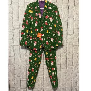 OppoSuits Green Holiday Patterned Suit